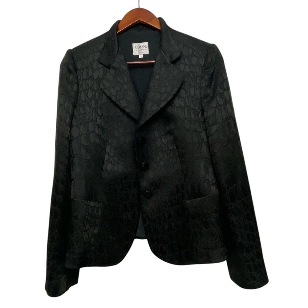 Armani Collezioni Antinea SRL Black Jacquard Blazer Made In Italy - Picture 3 of 12
